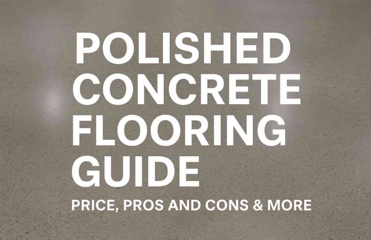 showing polished concrete flooring guide with text overlay for Crown Coatings