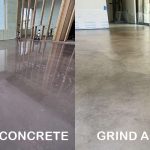 Featured image comparing polished concrete vs grind and seal flooring with text overlay for Crown Coatings guide