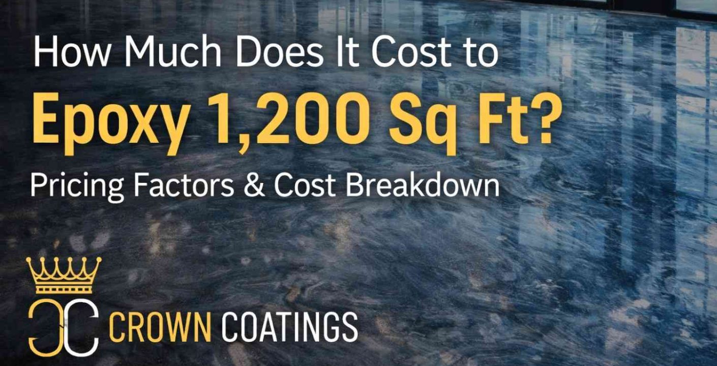 Metallic epoxy flooring in a commercial space showing cost factors for epoxying 1,200 square feet by Crown Coatings